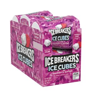 Ice Breakers Ice Cubes Raspberry Sorbet 40pc Gum Pop Bottle 6ct